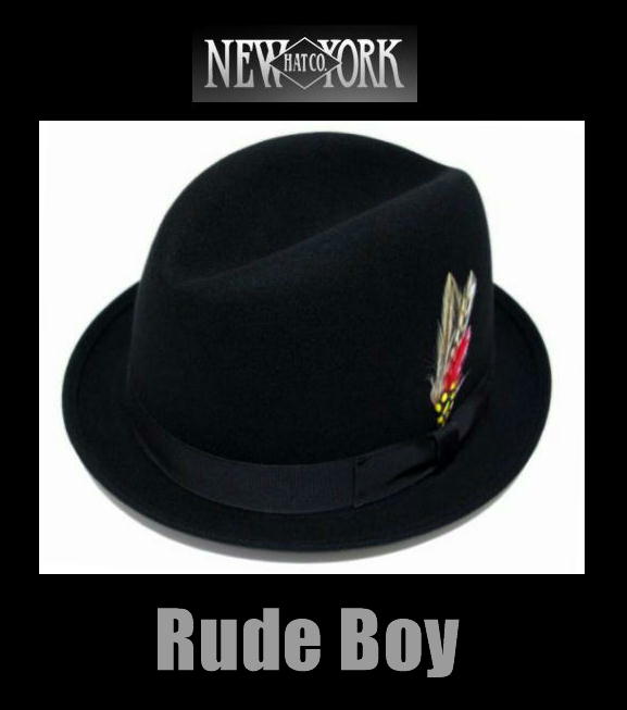 NewYorkHat ニューヨークハット RudeBoy 黒 ポークパイハット 中折れ帽子