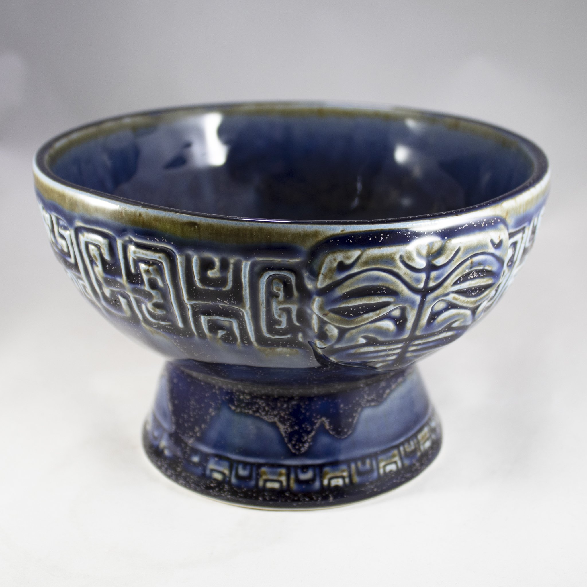 ポリネシアンシンボル,TIKI のセラミック製ボウル ‘Eka’eka Marquesan Bowl, Ultramarine Blue ティキマグ